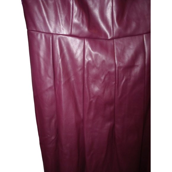 NWT Liz Claiborne faux leather sleeveless pleated maroon dress women's size 6 - Picture 4 of 10